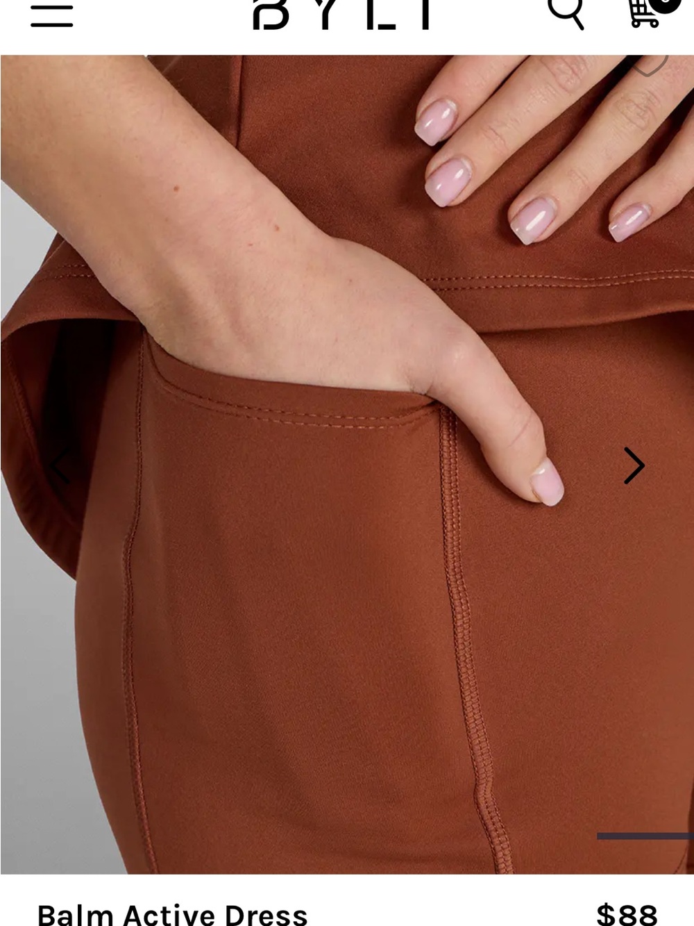 BYLT Basics Balm Active Square-Neck Mini Dress in Mahogany - Picture 7 of 10